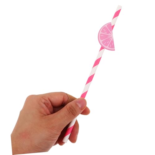 Pitillos desechables de papel rayados naranja 30 piezas miniatura 4