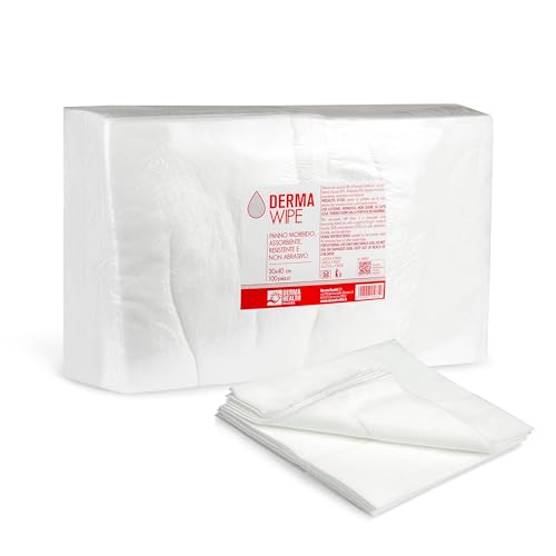 Derma Health - Weiches Mehrzweck-Einwegtuch aus Viskose und Polyester - Mehrzweck-Tücher für die sanfte Hygiene empfindlicher und geröteter Haut von älteren Menschen, Kindern - 30 x 40 cm (100 Stück)
