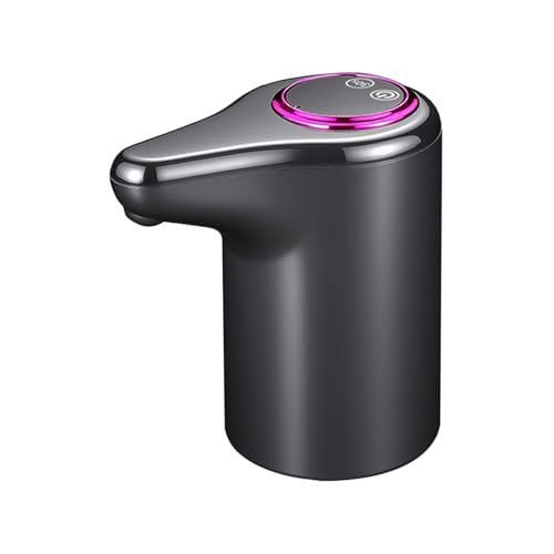 Water Bottle Pump, 11.3x6.3x10.5cm Rechargeable Automatic Dispenser, Drinking Tool for Hiking Travel Dorm Room Camping RV Trip, 4.45 Inch Gray ABS Body, PVC Hose USB-C Port, Continuous Timed Modes