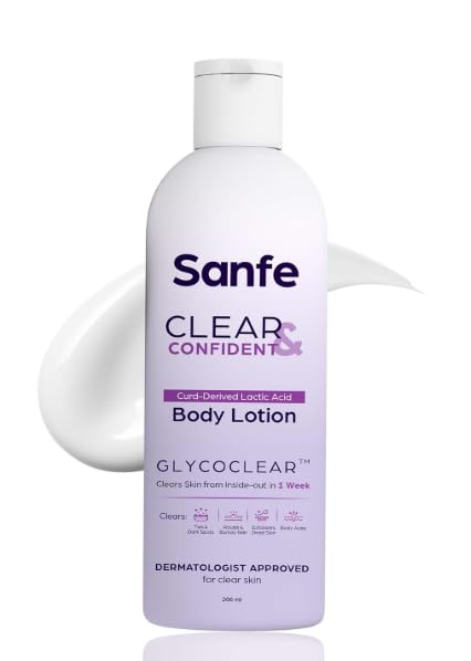 Clear & Confident Body Lotion | Daily AHA Exfoliation for Rough & Bumpy Skin, Tan, Acne & Strawberry | Niacinnamide, Lactic Acid SALICYLIC ACID 1% W/w | Smooth feel from 1st Use | 200ml-image-20
