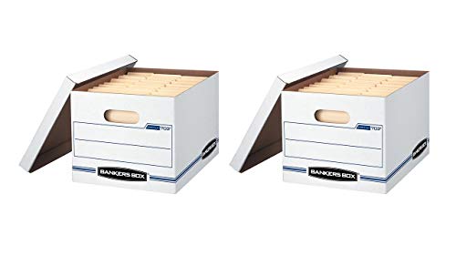 Bankers Box STOR/File Storage Boxes, Standard Set-Up, Lift-Off Lid, Letter/Legal, 4 Pack (0070308)- Two Sets of 4pk