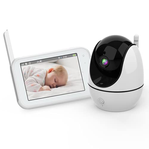 Baby Monitor with Camera and Audio, Pruveeo Video Baby Monitor no WiFi with Night Vision, 1080P 4.5 HD IPS Display, Remote Pan-Tilt-Zoom, 960 ft Long Range, Two-Way Talk, Room Temperature, Lullabies Baby Monitor with Camera and Audio, Pruveeo Video Baby Monitor no WiFi with Night Vision, 1080P 4.5" HD IPS Display, Remote Pan-Tilt-Zoom, 960 ft Long Range, Two-Way Talk, Room Temperature, Lullabies