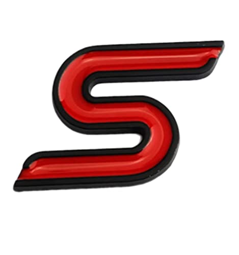 Image of S Emblem 3D Metal Badge Sticker Letter Suitable for Q50 Q50L Q30 Q70 (Red Blcak Outline)