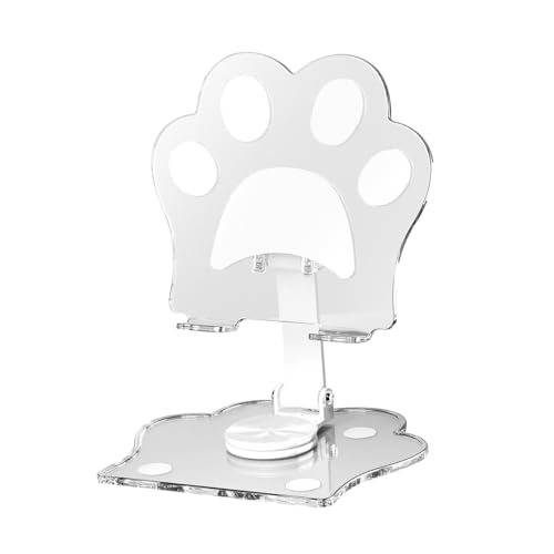 Soporte para teléfono gato giratorio y ajustable en acrílico portátil para mesa de oficina