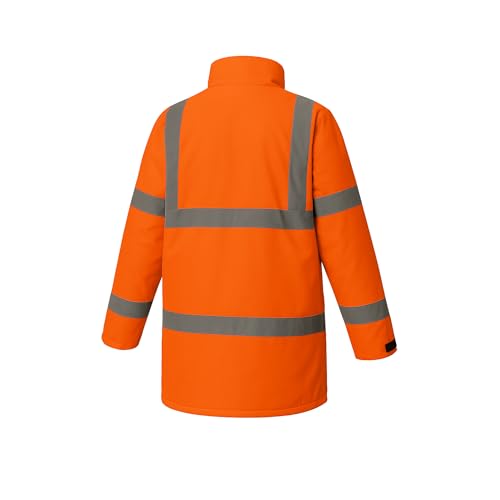 Step Ahead Mens Hi Vis Waterproof Parka Jacket - Safety Workwear High Visibility Coat - EN20471 & RIS-3279-TOM Railway Standard - Ideal for Construction, Warehouse, Utilities (Orange, S) - Image 2