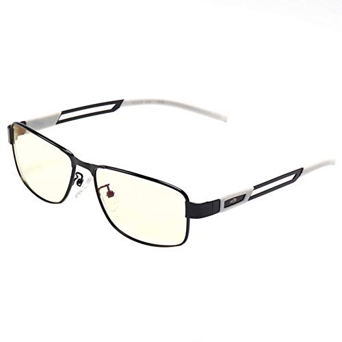 AHT Blue Light Blocking Glasses - Gaming Master Anti-Blue Glasses, E-Sport Gamer Eyeglasses for Women/Men, Anti Eye Strain, Black Metal Frame, Non Prescription