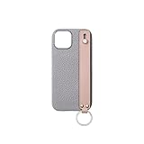 【ボナベンチュラ】 (for iPhone16) ハンドル付き バックカバーケース シュリンクレザー [トゥルーグレー × シェル（エトープ エッジペイント）] スマホケース ヨーロッパ最高級レザー 本革 プレゼント BWHT16ET-TGSP