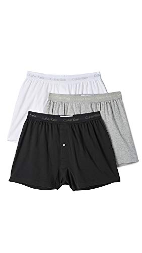 Calvin Klein Men's Underwear Cotton Multipack Knit Boxers, White/Black/Grey, Small