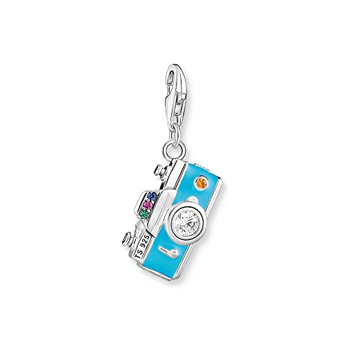 Thomas Sabo Charm pendant Retro camera 925 Sterling Silver, Blackened, Cold Enamel