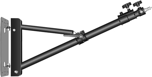 Image of NEEWER Triangle Wall Mount Arm for Photography Studio Strobe Monolight | For Softboxes, Umbrellas, Reflectors, Flexible Rotation 180 Degrees, Maximum Length 180 cm, Black