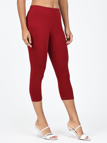 Image of Robinbosky Premium Stretchable Cotton Capri Legging for Women | Suitable for Formal wear & Casual wear | High-End Elastic Makes. The Leggings Squat Proof and Durable for Travel, Yoga, & Workout.