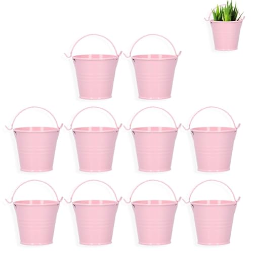 Paquete de 10 Mini Cubos Metal Cajas, Cubos de Metal Rosa Mini para Caramelos, Cubos de Metal de Lata para Plantas de Jardinería Decoración de Fiestas Boda Cumpleaños 4,4 x 5,5 cm(#2)