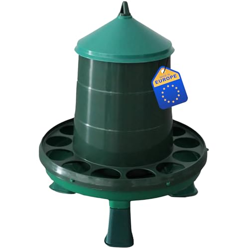 Agrarzone Eco Distributeur d'aliments pour poules avec pieds 8 kg - Distributeur d'aliments recyclé pour poules, cailles, canards et oies - La mangeoire pour poules réduit le gaspillage alimentaire