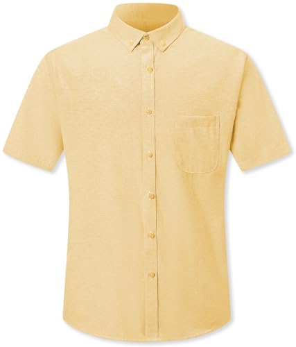 Image of SANGTREE Men & Boy Striped Multicolor Oxford Cotton Shirt,Comfortable Fit,Short Sleeve Collared Shirt