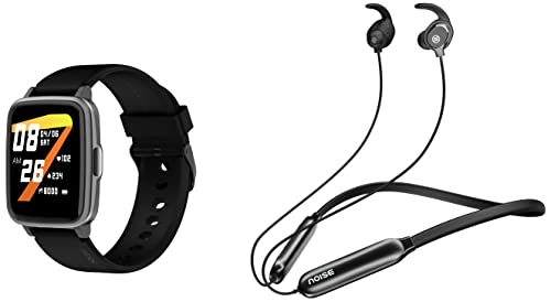 Image of Noise ColorFit Pulse Spo2 Smart Watch with 10 Days Battery Life, 60+ Watch Faces & Sense Bluetooth Wireless in Ear Earphones, Neckband Earphones with Fast Charging, Up to 25H Playback, Powerful Bass