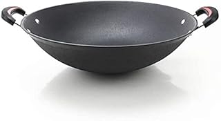Cast Iron pan Big Pot Round Bottom Wok Uncoated Non Stick Double Ear Fryin pan Casserole Selected Kitchen pots Chinese cookware(34cm)