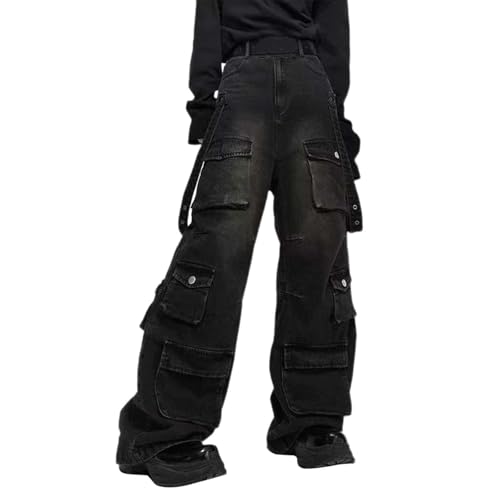 Jean cargo baggy femme taille basse décontracté pantalon à jambes larges Y2K