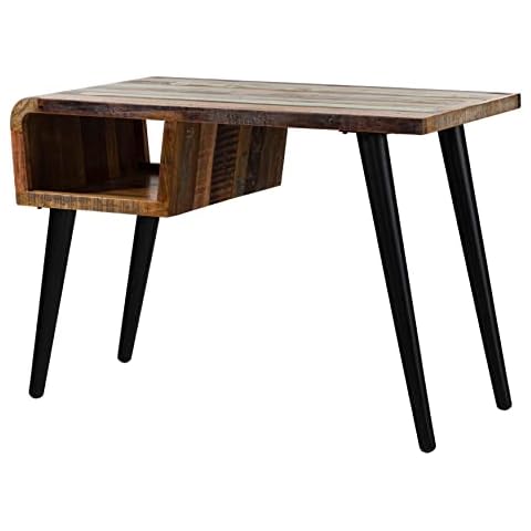 MASSIVMOEBEL24.DE | Sixties Schreibtisch aus Massivholz #104 | Altholz - Mehrfarbig, lackiert | mit offenem Fach | 116 x 59 x 79 cm | Arbeitstisch Bürotisch Cover