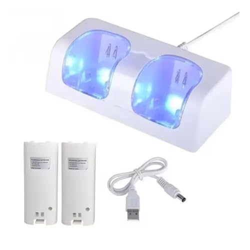 Station de Charge pour 2 Wiimotes + 2 Batteries Rechargeables 2800 mAh – Compatible Nintendo Wii/Wii U – Straße Game