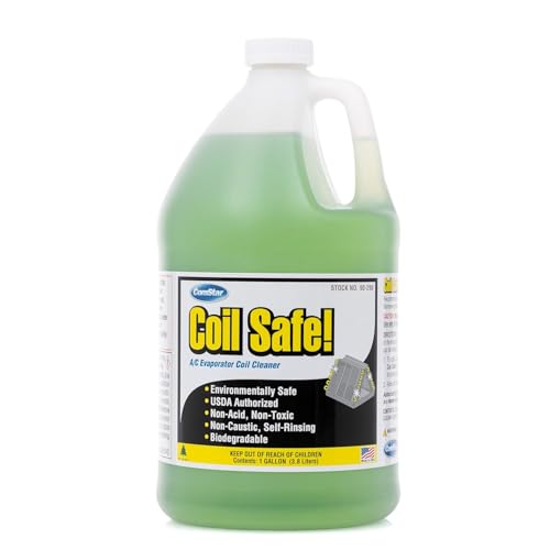 ComStar Coil Safe, External Neutral pH, Non-Toxic, Self-Rinsing Evaporator Coil Cleaner Compatible With Commercial & Residential AC & Refrigeration System Coils, Made In USA, 1 Gallon (90-298), Green