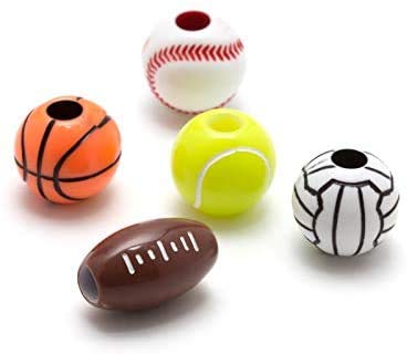 Cousin Fun Packs Assorted Sports Beads - 1 Oz Bag, Multi-Color Football, Basketball, Soccer Shapes - View #6