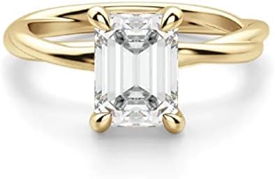 Emerald Cut Moissanite Bridal Ring Set, 14K White Gold, 2.5 CT Center Stone, Wedding Engagement Ring