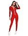 SWOMOG Womens Pajamas Jumpsuits Zip-up Hoodie Union Jumpsuit Romper Long Sleeve Sexy Onesie Bodysuits One Piece Sleepwear Red Small