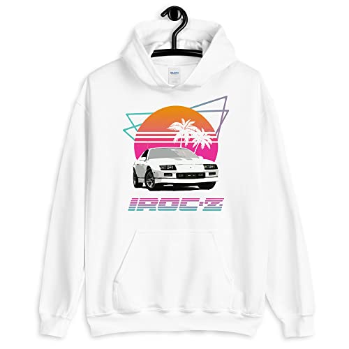 1980's Retro Wave Chevy Camaro IROC-Z Unisex Hoodie White3