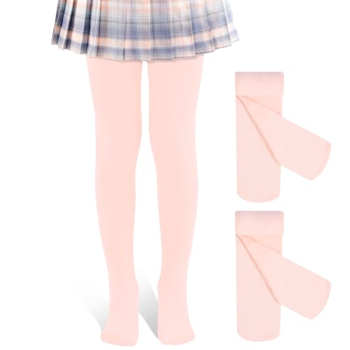 Image of 2 Pack Girls Tights Dance Tights Ballet Girls School uniform Footed Leggings Stockings for Kids 1-13 Years