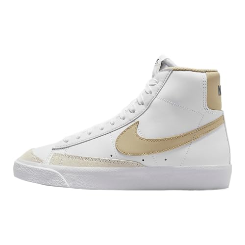 Nike Blazer Mid '77 Big Kids' Shoes (DA4086-127, White/Thunder Blue/Desert Khaki)