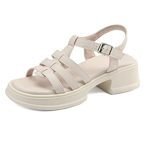 Sandales à talon carré Lizoleor beige en taille 39 pour mariage et été