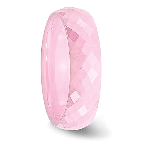 Ice Carats Ceramic Pink 6Mm Ring Wedding Classic Faceted Domed Fashion Jewelry For Women Gifts For Her #TOP3