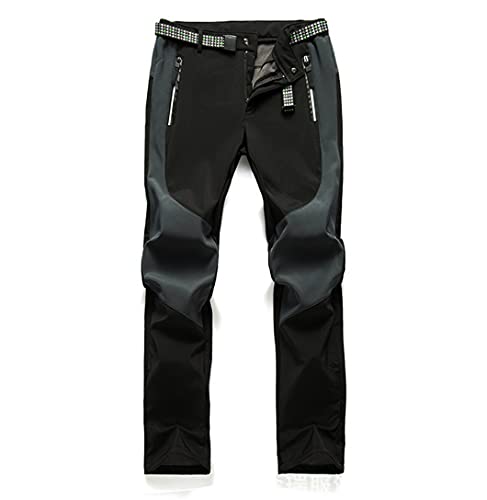 RICHOLV Winter Men Women Trekking Pants Sports Hiking Camping Fleece Water Resistant Cycling Very Warm Thickening Trousers Men Gray Black L