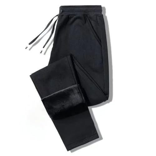 Winter Men's Fleece-Lined Thickened Casual Pants Solid Simple Loose-Fit Sports Straight-Leg Trousers4