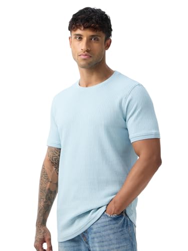 Image of The Souled Store Korean T-Shirts: Men and Boys Short Sleeves Round Neck Solid Regular Fit Easy to Style Everyday Wear Trendy Lightweight T-Shirt