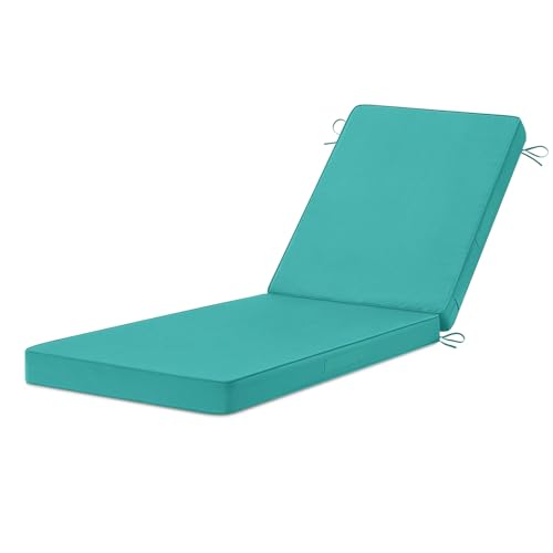 HOMELYSIAN Cojines para tumbona de exterior, 72 x 21 x 3 pulgadas, triple impermeable, cojines para silla de exterior con funda extraíble, 4 lazos ajustables, cojines para muebles de exterior, color