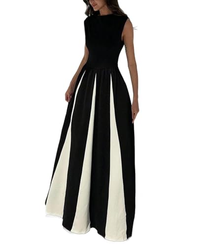 white top and black dress Amazon.com: Women's Chic Sleeveless Color Block Long Dresses Black and White  Large Swing Formal Prom Ball Gowns : Clothing, Shoes & Jewelry
