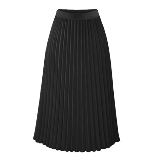 Womens Midi Skirt Elastic High Waist Pleated Chiffon Skirt Swing Flowy A-Line Skirts Casual Beach Vacation Clothes2