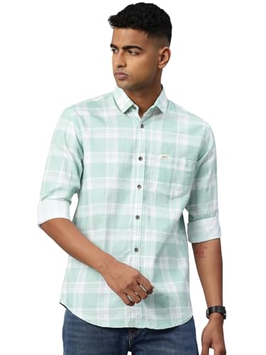 Image of Majestic Man Comfort Slim Fit Pure Cotton Checked Casual Shirt
