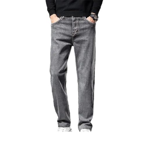 Men Denim Pants Straigh Trousers Classic Caaual Cotton Stretch Size Jeans 046 Gray 36