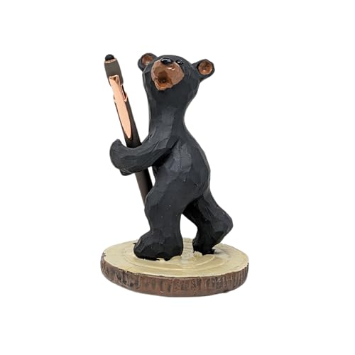 AMAJY Black Bear Pen Holder Desk Accessory – Resin Pencil