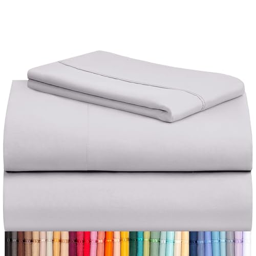 Image of LuxClub 3 PC Twin XL Sheet Set, Deep Pockets Wrinkle Free Cooling Bed Sheets Hotel Bedding for Women, Men, Kids & Teens, Includes 1 Fitted Sheet, 1 Flat Sheet and 1 Pillowcase-Silky Soft Dove Gray