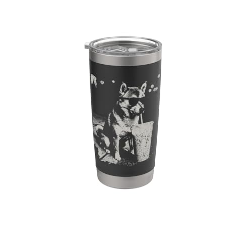 Shiba Inu Beber Café Helado Divertido Animal Perro Meme Humor Vaso térmico de acero inoxidable de doble pared