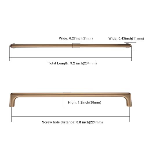 Image of Asidrama 10 Pack 8.8 Inch(224mm) Champagne Bronze Cabinet Pulls Cabinet Handles Cupboard Handles Kitchen Cabinet Hardware for Cupboard Drawer Pulls