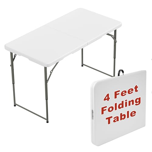 Elevon Folding Table, 4 Feet Heavy Duty Fold-in-Half Utility Table Indoor Outdoor for Camping, Picnic, Party