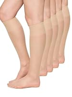 Nur Die 5er Pack Knie Seidenfein 15 DEN transparente Nylon Fein-Kniestrümpfe seidig glänzend breiter Komfortbund Damen, amber, one size
