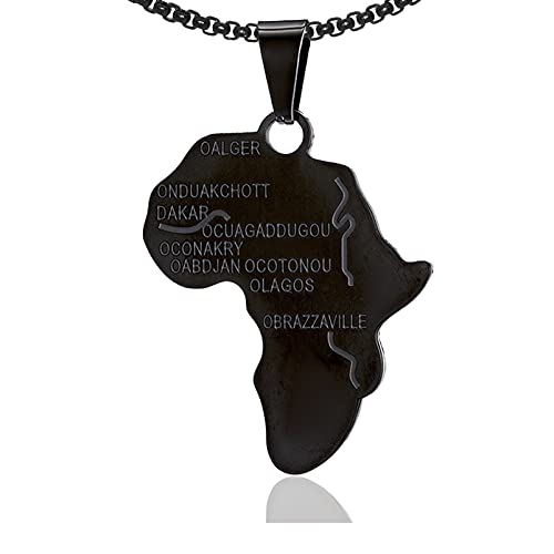 Punk Stainless Steel Africa Map Tag Pendant Letter Necklace,22inches Chain