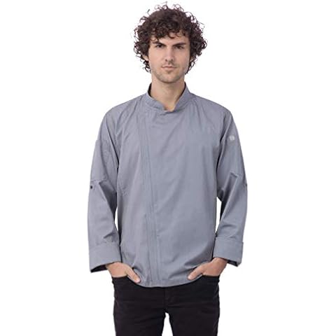 Chef Works Men's Hartford Chef Coat Jacket, Gray, Medium Cover