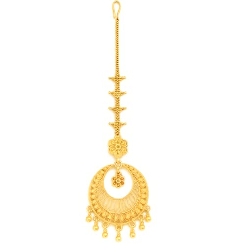 SMARNN Traditional Gold Plated Maang Tikka for Women | One Gram Jewellery