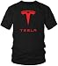 Yuliana Tesla Inc T-Shirt Men Cotton Tee Black